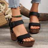 New High-Heeled Women's Sandals Slope Heel With Fish Mouth Belt Buckle Casual Women's