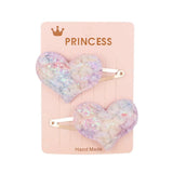 Glitter Cartoon Cartoon Love Heart Crown Hair Clips For Girls Handmade Hairpins Boutique Barrette Kids Hair