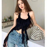 Babes Design Exquisite Three-Dimensional Flower Ribbon Slimming Irregular Short Slings Girls