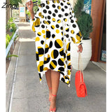 Spring Autumn Clothes Casual Gradient Polka Dot Bat Sleeve Loose Midi Dress Fashion Streetwear Long Tunics Women's
