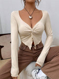 2025 New Renovate Front-Turning Irregular Long-Sleeved T-Shirt