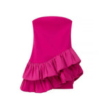 Women's Folds Splicing Irregular Lotus Leaves Side Wears Corset