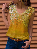 Loose Sleeveless V-neck Printed Vest