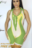 Color Match Knitted Playsuits Women Casual Fashion V Neck Sleeveless Turn Down Collar Button Up Outfits Bodycon