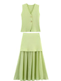 Women's ZA New Multi-Color Button Knitted Vest Vest Half-Skirt