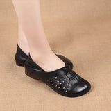 Women 2025 Spring And Autumn New Retro Soft Base Shallow Flat Bottom Anti-Slip Middle-Grade Mother Large Leather
