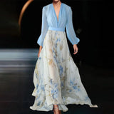 Shein Temu Explosion Walk Show V-Neck Explosion Printed Long