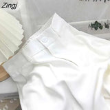 Pants Women Button Fashion Cozy Ulzzang Solid Ankle Length Straight Female Trouser High Waist Street Style Spring