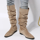 With Tip-To-Head Big-Size Knight Boots Women's Velvet Folding Pile Heap Sleeve Tip-Headed Boots