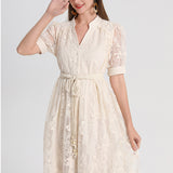 High-End Temperament Dress 2025 Summer Fashion Strap To Waist Single Buckle Embroidery Mesh Long Dress