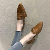 Shoes With Skirts Lef Shoes Feel Single Shoes Rivet Temperament Shoes Willow Brown Pointed