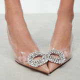 Large-Size Pointed Thin Heel Sandals Women's Bunhead Water Drill High Heel Fashion Cool Drag Heel