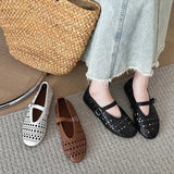 New French Hollow Ballet Shoes Flats With A Shallow Mouth Mary Jane Shoes Women's Niche Design Single