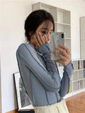 Zingj Sides Wear Bright Line Design Sense Long-Sleeved T-Shirt Bottom Shirt Female Slim And Versatile 2024 Spring New Women's