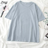 Women Short Sleeve T-shirts O-neck Embroidery Casual Simple Soft Korean Style Trendy Loose Tops Womens Sweet Girls Harajuku