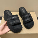 Slope And Slippers Women Wear 2025 New Thick-Soled Leisure Beach Women's Shoes Buckle Cool Drag