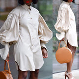 Sleeve Elegant Shirt White Black Sexy Button Vintage Blouse Turn Down Collar Office Ladies Long Shirt Female Casual
