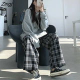 Leg Pants Womens Hot Sale Summer Fall Chic High Waist All-match Teens Streetwear Ins Trendy Harajuku Plaid Womens