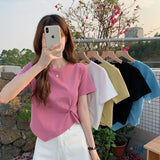 Zingj Short-Sleeved T-Shirt Women 2024 New Summer Design Design Sense Niche Half Sleeve High Waist Short
