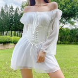 Chiffon Shoulder Irregular Dress Girded Suit Temperament Commuting Short
