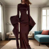 Summer New Round Collar Horn Sleeve Women's Sexy Dress Dress