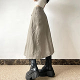 Zingj Style Tooling Metal Mou Nail Half Body Skirt Low Waist Simple Solid Color Base Versatile A-Line