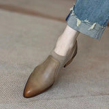Heel Single-Shoe Women 2025 Spring And Autumn Commuting Tips With Retro Deep Mouth Pedaling Lazy Little Leather Shoes