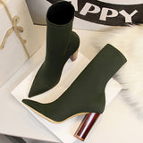 Shoes Women Stretch Boots Sexy Sock Boots Autumn Ankle Boots For Women High Heels Pointed Toe Women Boots Plus Size