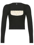 Square collar Lace Crop Top- Outfit