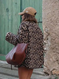 Women's Autumn And Winter Leopard Print Casual Loose Long-Sleeved Coat Women