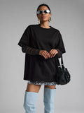 Summer New Bright Silk Mesh Splicing Long-Sleeved T-Shirt Women Loose Sun Protection Top Hot