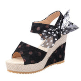 Hee Women's Sandals Fruit Pattern High Heel Sandals Women 2025 Spring And Summer New Word Fish Mouth Bow Women's