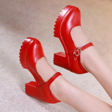 Round Head 8Cm High Heels Clasp Shallow Commuter Professional Work Shoes Cheongsam Models Catwalk