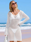 New Beach Shirt Solid Color Knitted Flouse Beach Bikini Swimwear Shirt