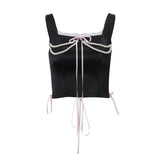 Zingj Women's Wear Spring 2024 New French Pearl Chain Bow Spell Lace Sling Pure Desire