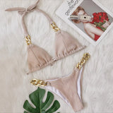 Zingj New Bikini, Gold Diamond Chain Split Swimsuit, Sexy Special Fabric Women's