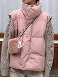 Women Sleeveless Jacket Puffer Vest Ladies Winter Warm Waistcoats Female Solid Stand Collar Coat Loose Outwear Weste