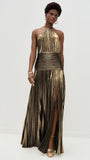 Women's Metallic Metallic Folding Fork With Hanging Neck Dress Sleeveless Back