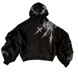 New Retro Hop Skull Before And Rear Printing Hoodie Men's High Street Autumn And Winter Coat