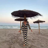 Women's Explosive Long-Sleeved Knitted Round Lace Hollow Long Dress Fashion Light