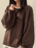 Oversized Split Hem Pullover Sweater- Outfit