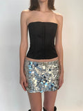 Women Sequined Skirts Sparkle Bodycon Short Mini Skirts Shiny Glitter Pencil Skirts Nightwear Party Clubwear 2023