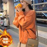 Women Popular Thick Solid 2020 New Fashion Fall Warm Loose Lady Clothes Kawaii Female Aesthetic Blue Casual