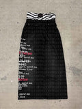 Design Drawstring Double Waist Letter Print Loose Hip Hop Sports Straight Black Broad Leg