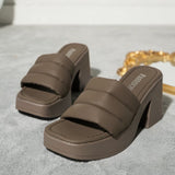 Bottom With Square Slippers Women Summer Wear High-Hee Broadband Strip Cold