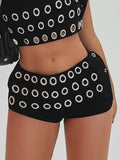 Trendy Punk Style Chicken Eye Decoration Low-Waist Hot Girl Cool Shorts 2025 New