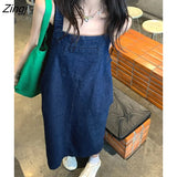 Dresses Women Minimalist Pure Retro Design All-match Sleeveless Summer Midi Vestidos Casual Trendy Japanese Style