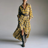 Long-Sleeved Plaid Shirt Dress 2025 Spring And Autumn New Fashion Loose Casual Dress
