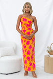 Zingj Summer New Fashion Elegant Inclined Shoulder Tight Side Slit Back Dress