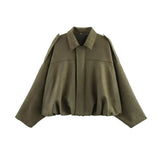 And Autumn New Women's Velvet Texture Collar Pilot Long Sleeve Short Jacket